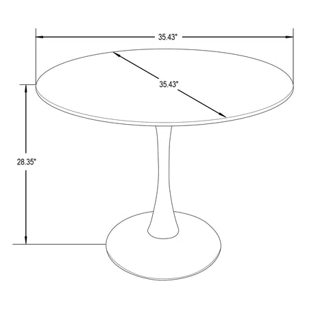 Bristol Modern Round Dining Table with Wood Top and Iron Pedestal Base