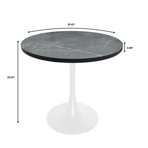 Bristol 27" Round Dining Table with MDF Tableop and White Iron Base