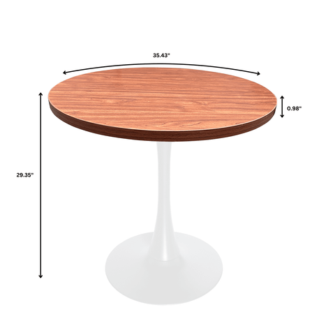 Bristol 27" Round Dining Table with MDF Tableop and White Iron Base