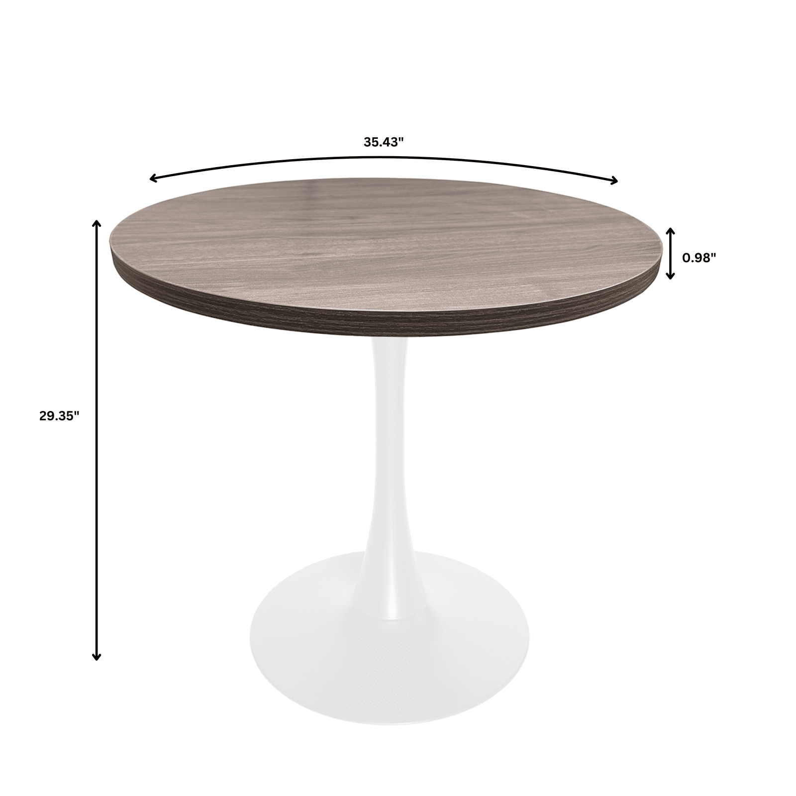 Bristol 27" Round Dining Table with MDF Tableop and White Iron Base