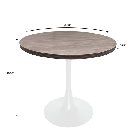 Bristol 27" Round Dining Table with MDF Tableop and White Iron Base