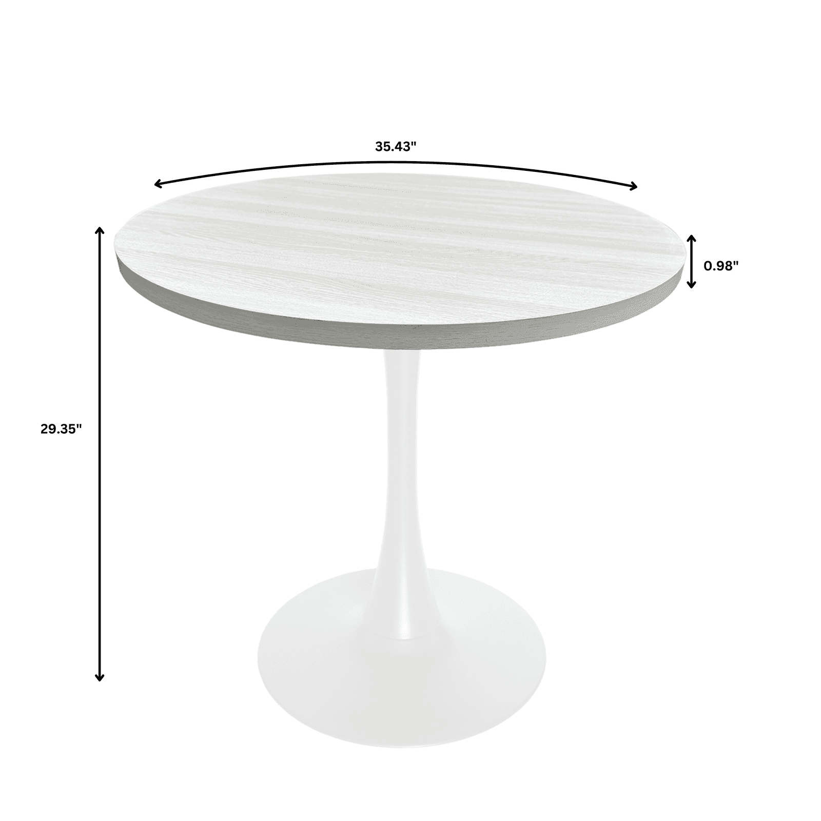 Bristol 27" Round Dining Table with MDF Tableop and White Iron Base