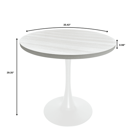 Bristol 27" Round Dining Table with MDF Tableop and White Iron Base