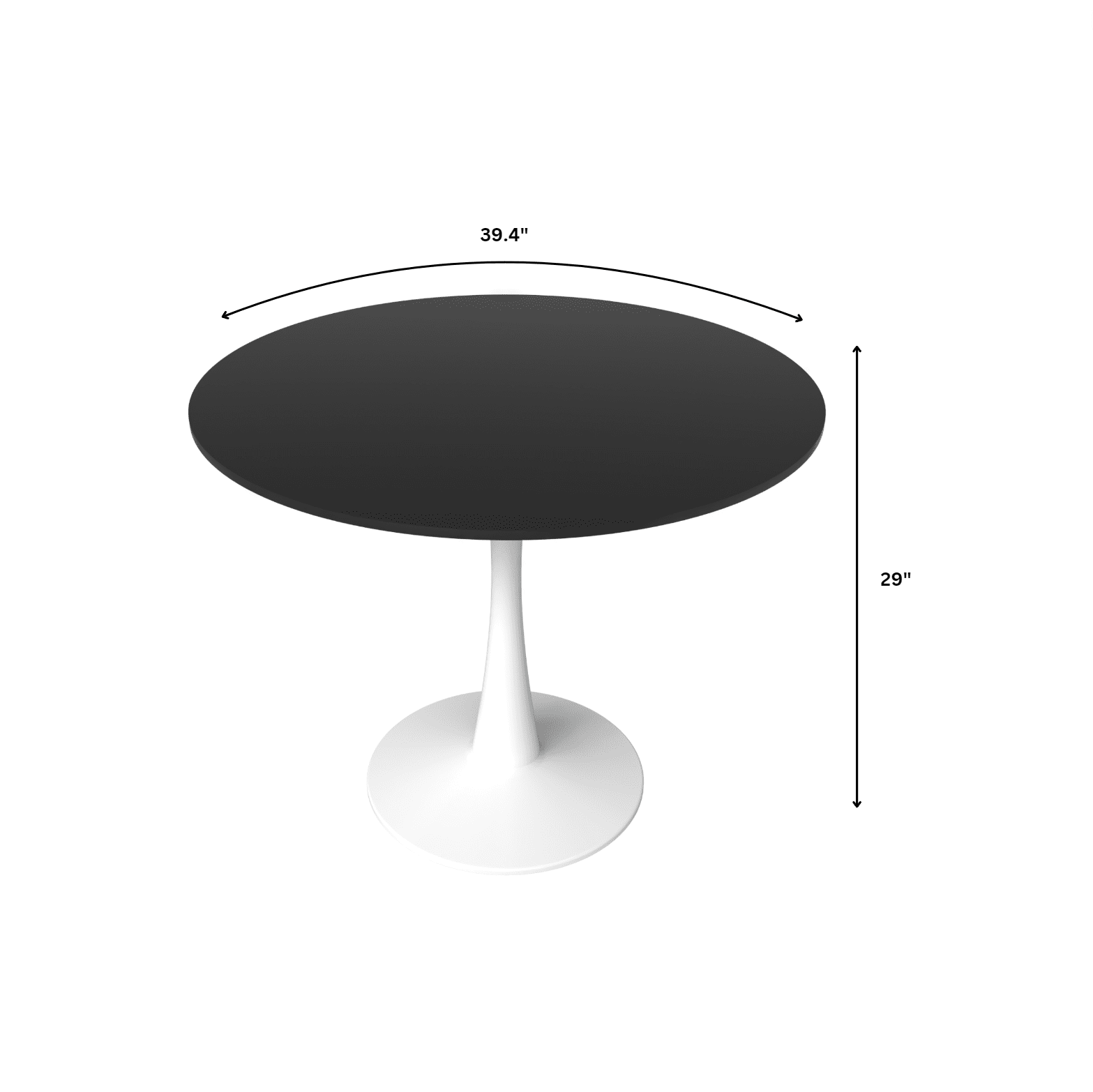 Bristol 40" Round Dining Table with MDF Wood Tabletop in White Steel