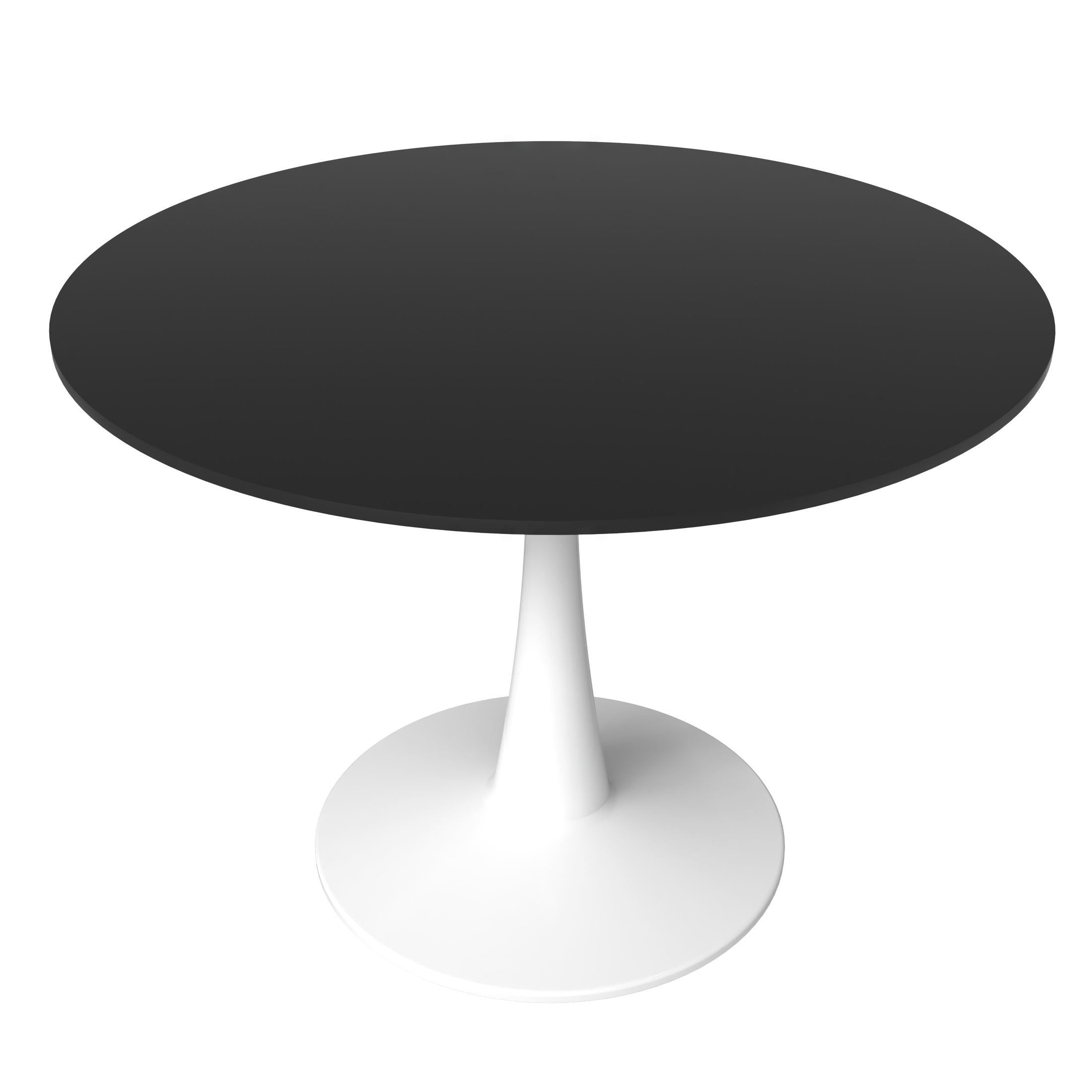 Bristol 40" Round Dining Table with MDF Wood Tabletop in White Steel