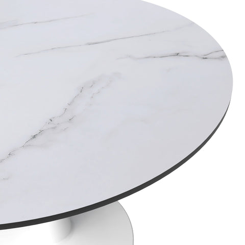 Bristol 40" Round Dining Table with MDF Wood Tabletop in White Steel