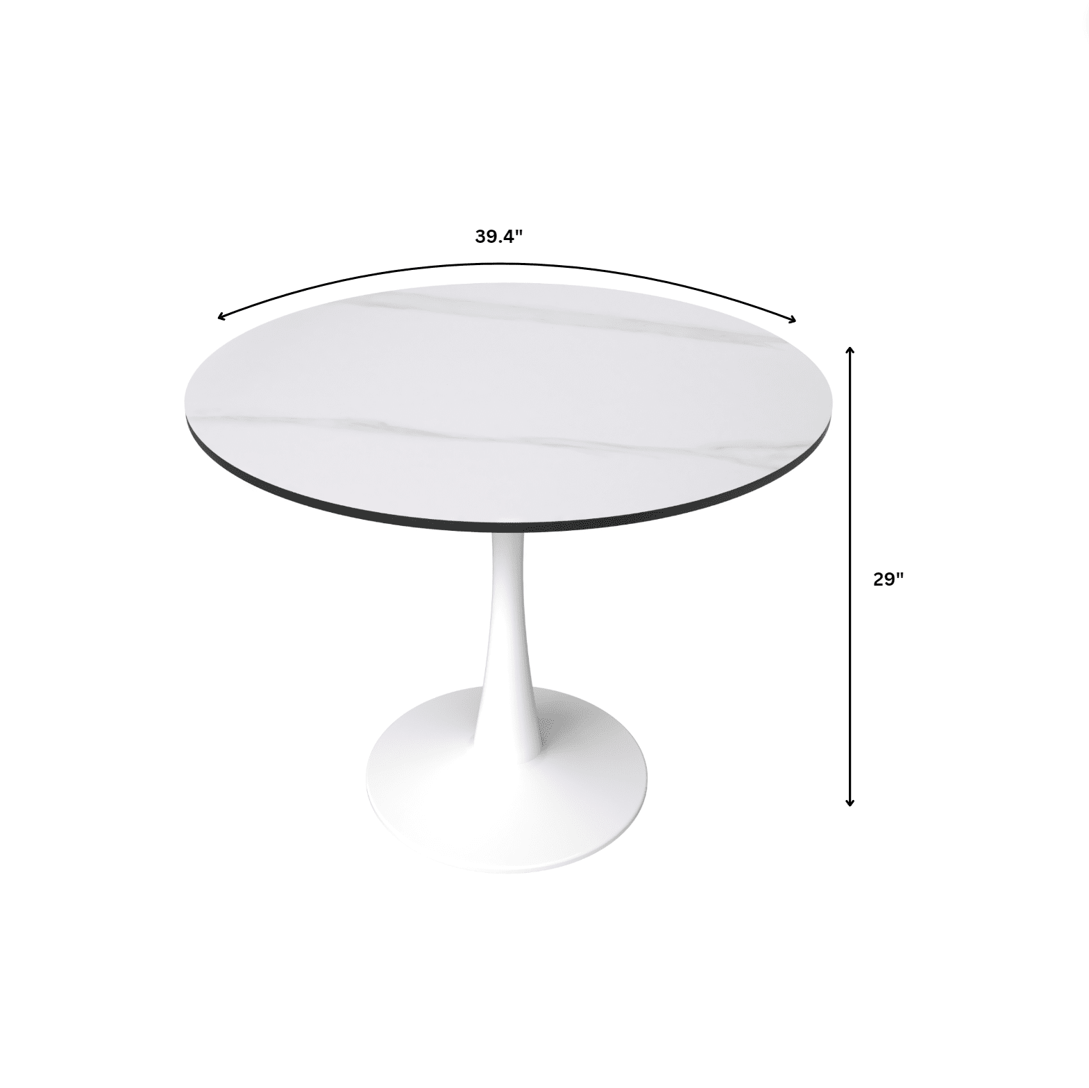 Bristol 40" Round Dining Table with MDF Wood Tabletop in White Steel