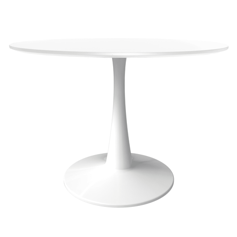 Bristol 40" Round Dining Table with MDF Wood Tabletop in White Steel