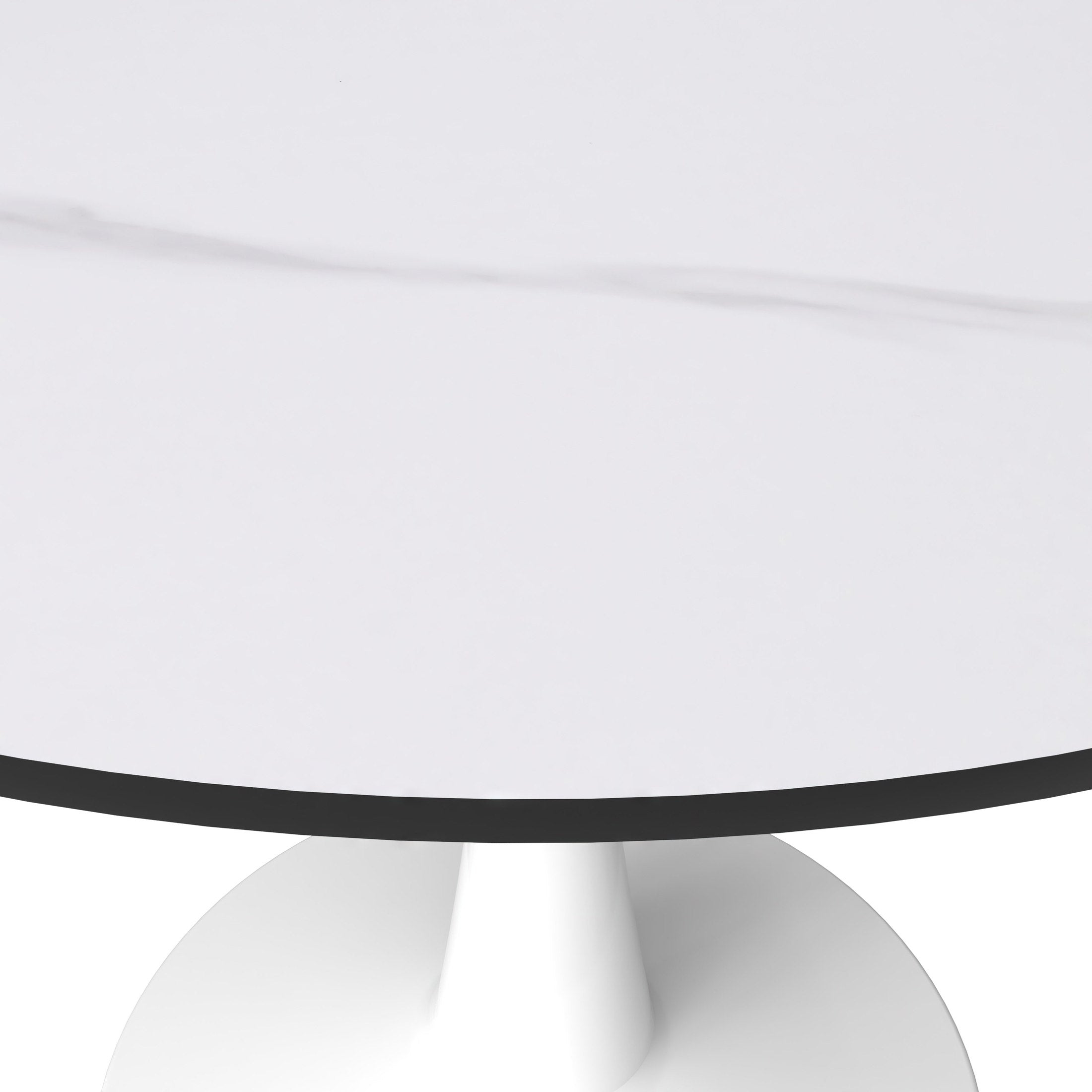 Bristol 40" Round Dining Table with Sintered Stone Tabletop in White Steel