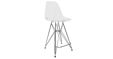 Cresco Modern Acrylic Barstool in Chrome Base for Kitchen and Dining Room