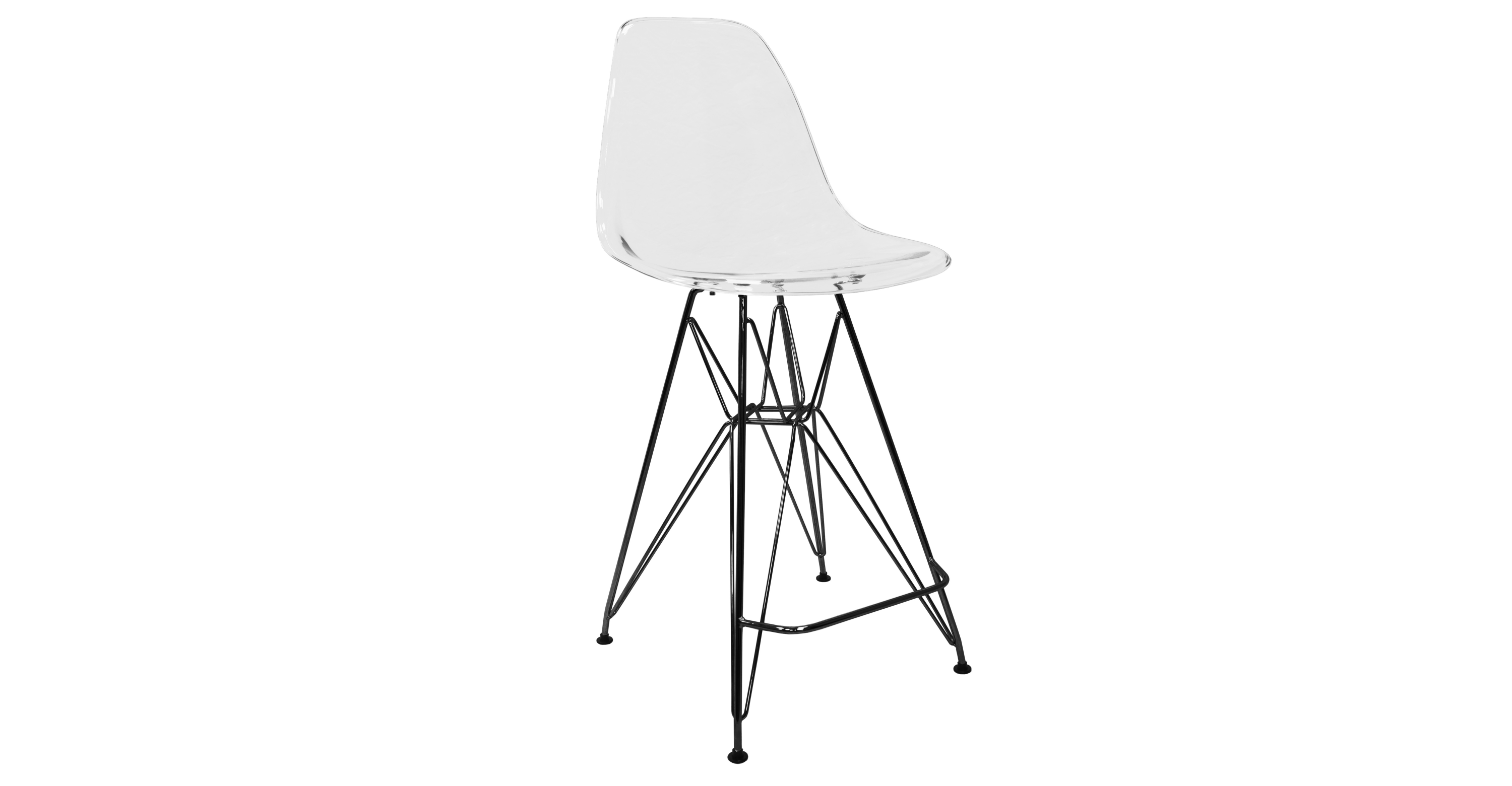 Cresco Modern Acrylic Barstool in Chrome Base for Kitchen and Dining Room