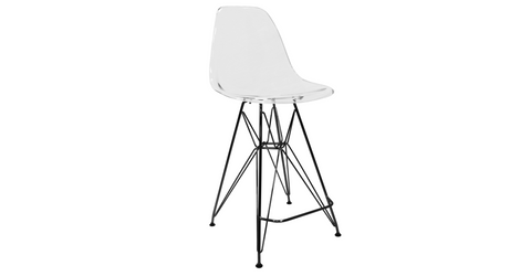 Cresco Modern Acrylic Barstool in Chrome Base for Kitchen and Dining Room