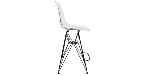 Cresco Modern Acrylic Barstool in Chrome Base for Kitchen and Dining Room