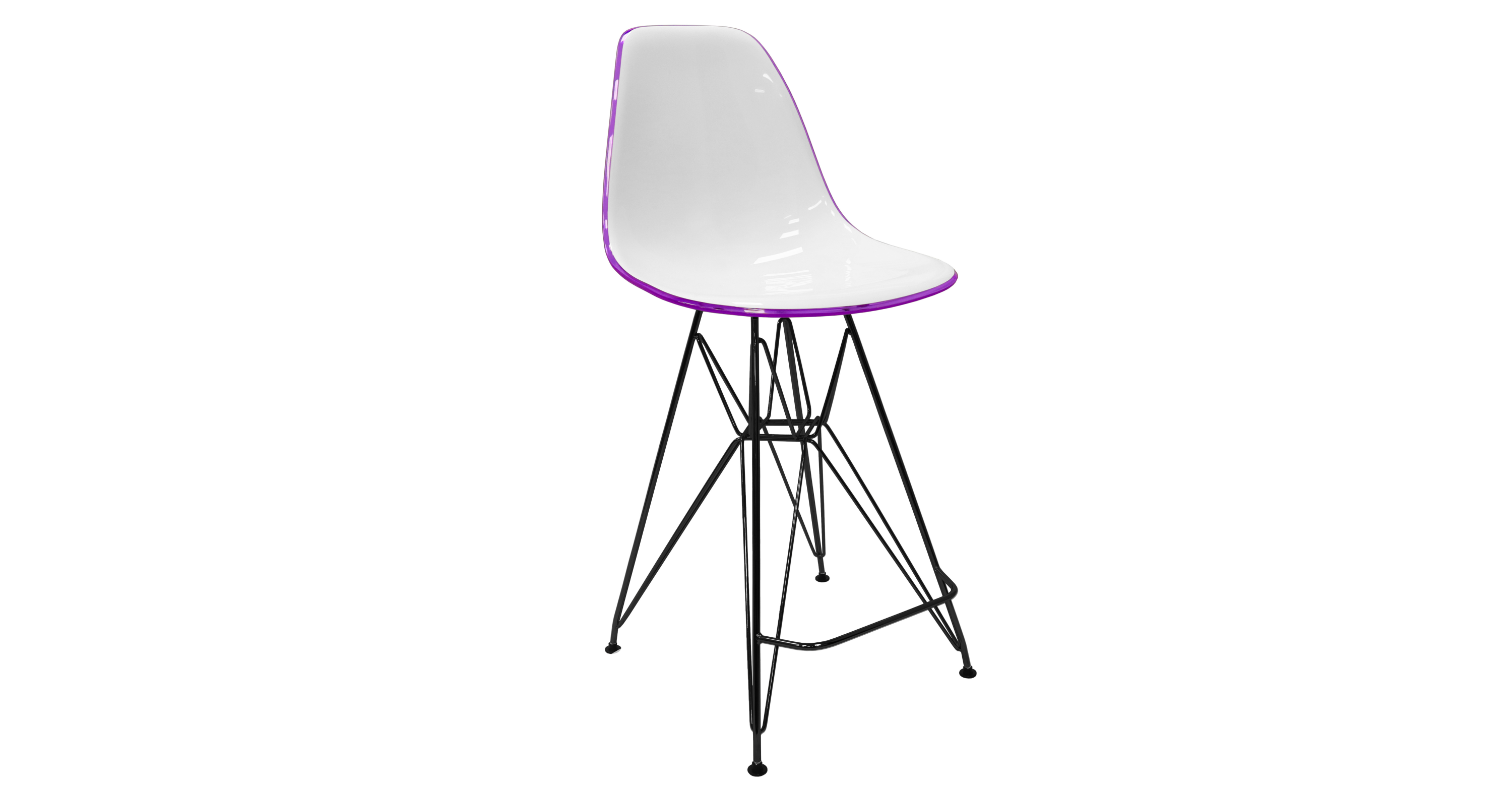 Cresco Modern Acrylic Barstool in Chrome Base for Kitchen and Dining Room