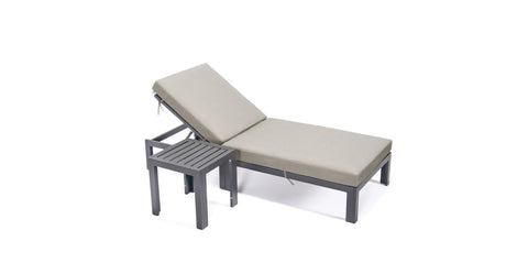 Chelsea Outdoor Chaise Lounge Chair With Side Table and Removable Cushions