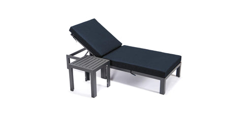 Chelsea Outdoor Chaise Lounge Chair With Side Table and Removable Cushions