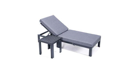 Chelsea Outdoor Chaise Lounge Chair With Side Table and Removable Cushions