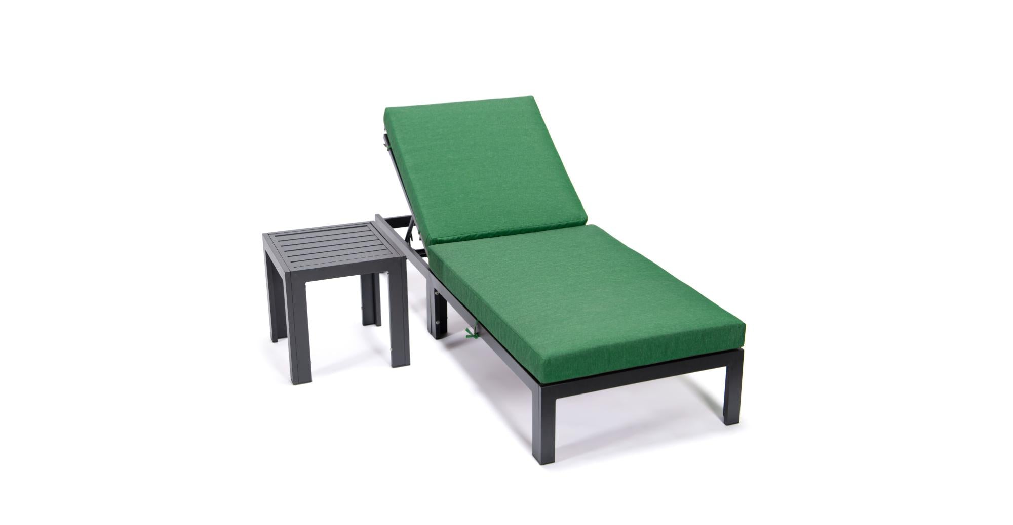 Chelsea Outdoor Chaise Lounge Chair With Side Table and Removable Cushions