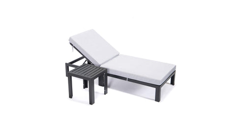 Chelsea Outdoor Chaise Lounge Chair With Side Table and Removable Cushions