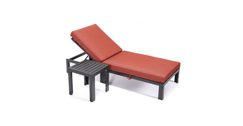 Chelsea Outdoor Chaise Lounge Chair With Side Table and Removable Cushions