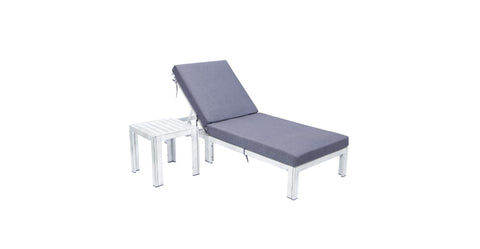 Chelsea Outdoor Chaise Lounge Chair With Side Table and Removable Cushions