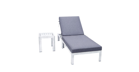 Chelsea Outdoor Chaise Lounge Chair With Side Table and Removable Cushions