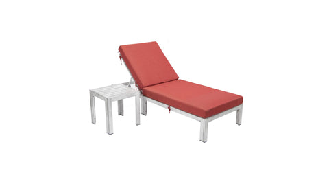 Chelsea Outdoor Chaise Lounge Chair With Side Table and Removable Cushions