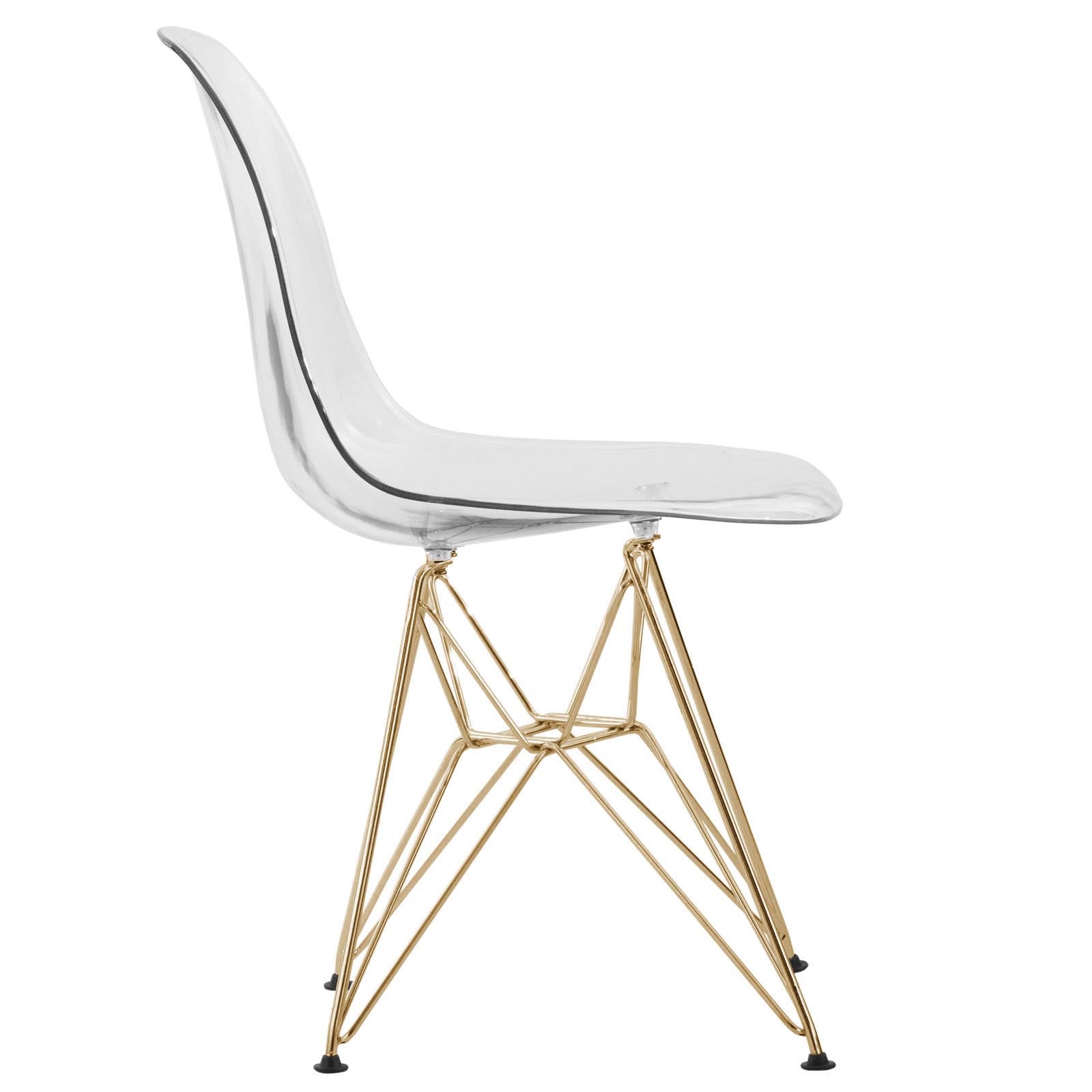 Cresco Molded Plastic Dining Chair with Gold Eifel Base Set of 4