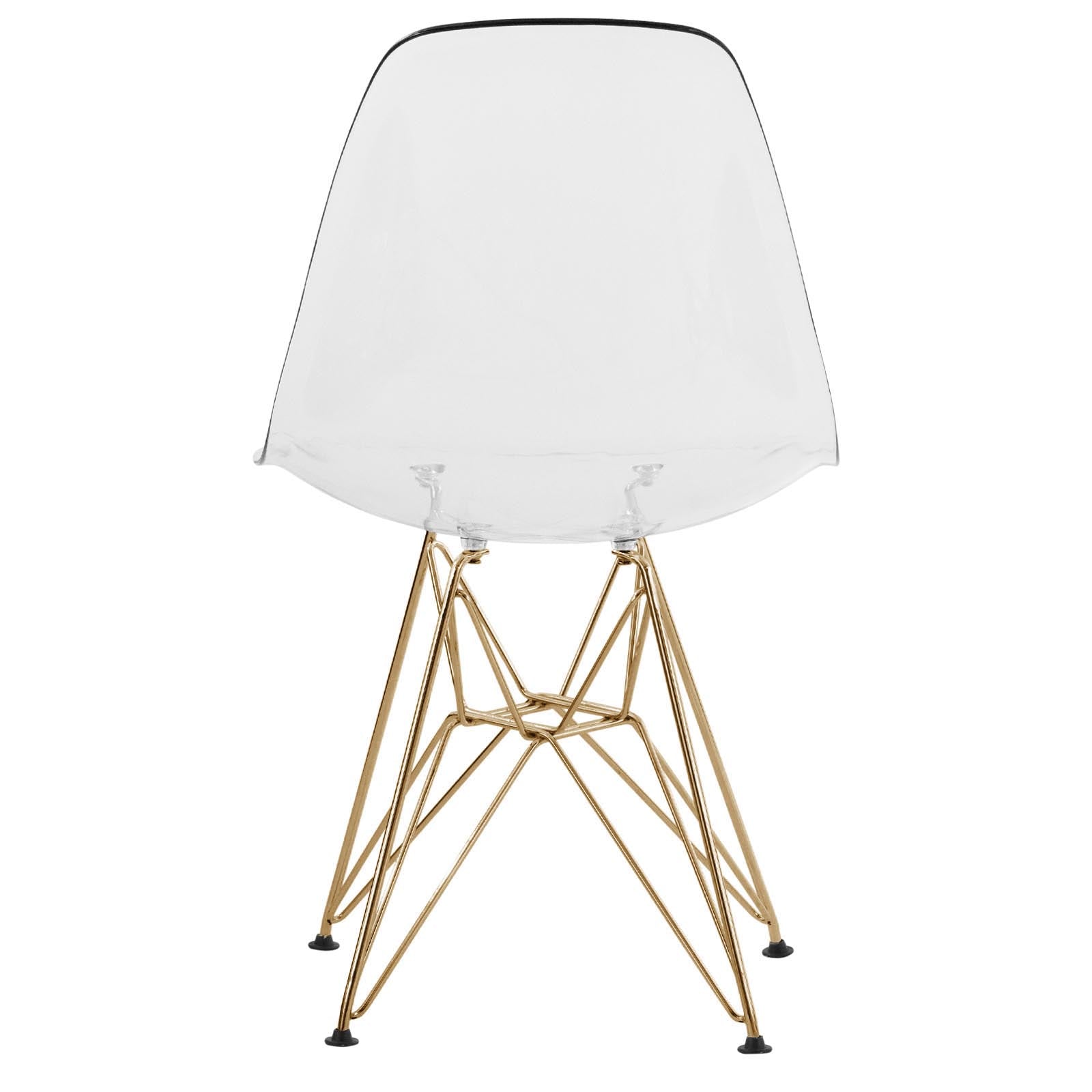 Cresco Molded Plastic Dining Chair with Gold Eifel Base Set of 4