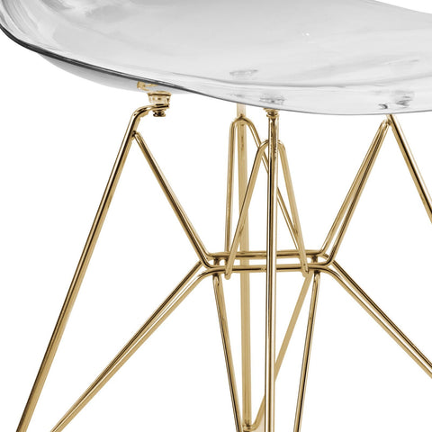 Cresco Molded Plastic Dining Chair with Gold Eifel Base Set of 4