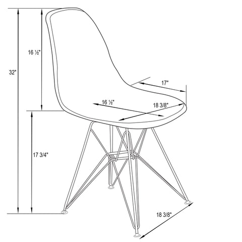 Cresco Molded Plastic Dining Chair with Gold Eifel Base Set of 4