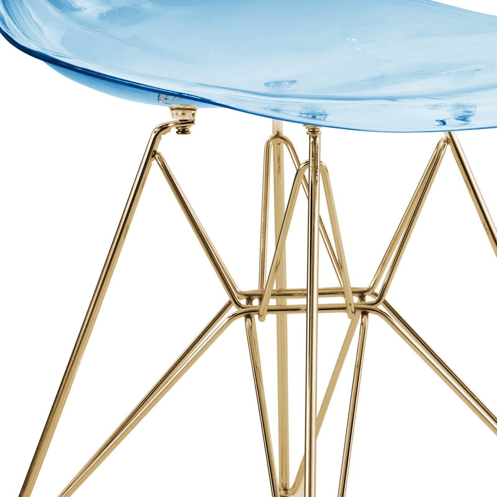 Cresco Molded Plastic Dining Chair with Gold Eifel Base Set of 4