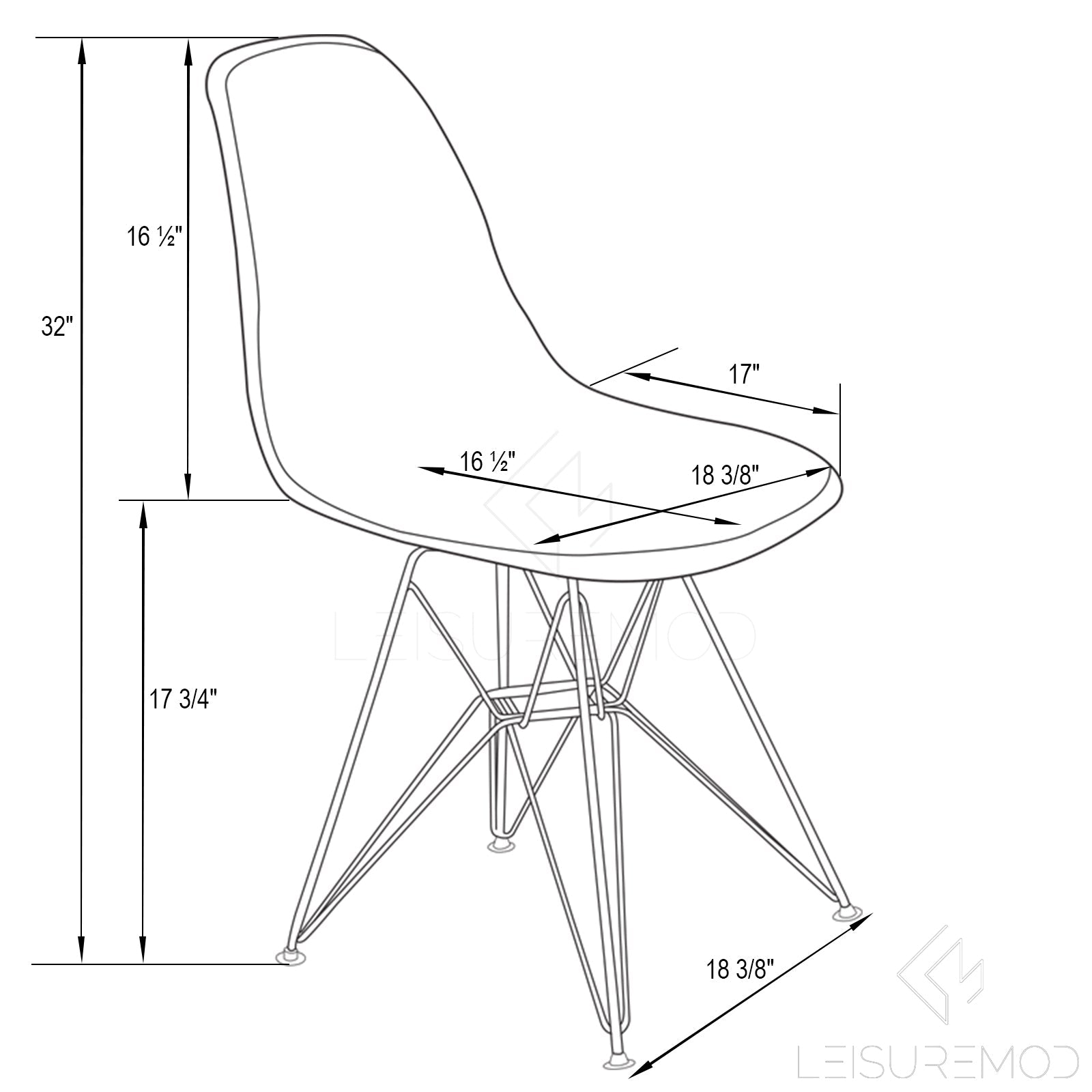 Cresco Molded Plastic Dining Chair with Gold Eifel Base Set of 4