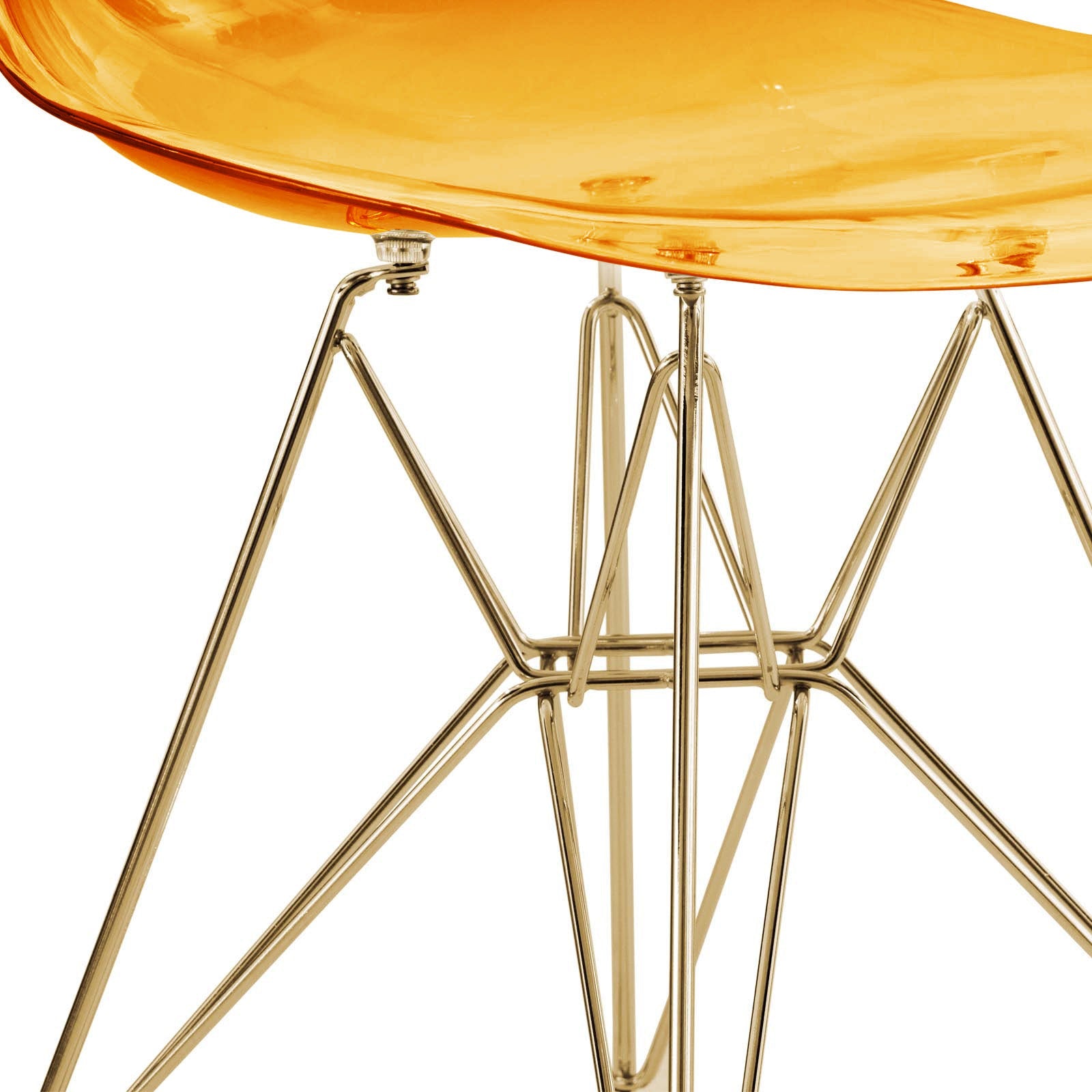 Cresco Molded Plastic Dining Chair with Gold Eifel Base Set of 4