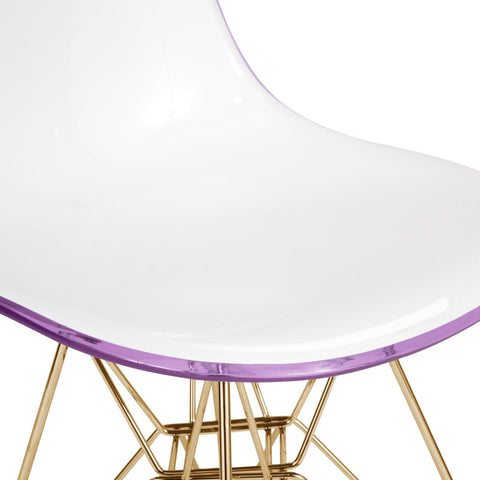 Cresco Molded Plastic Dining Chair with Gold Eifel Base Set of 4