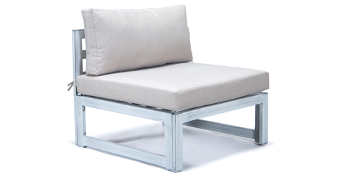 Chelsea 7-Piece Patio Sectional And Coffee Table Set In Weathered Grey Aluminum With Cushions