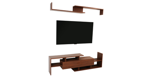 Surrey Modern TV Stand with MDF Shelves and Bookcase for Living Room