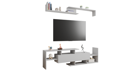 Surrey Modern TV Stand with MDF Shelves and Bookcase for Living Room