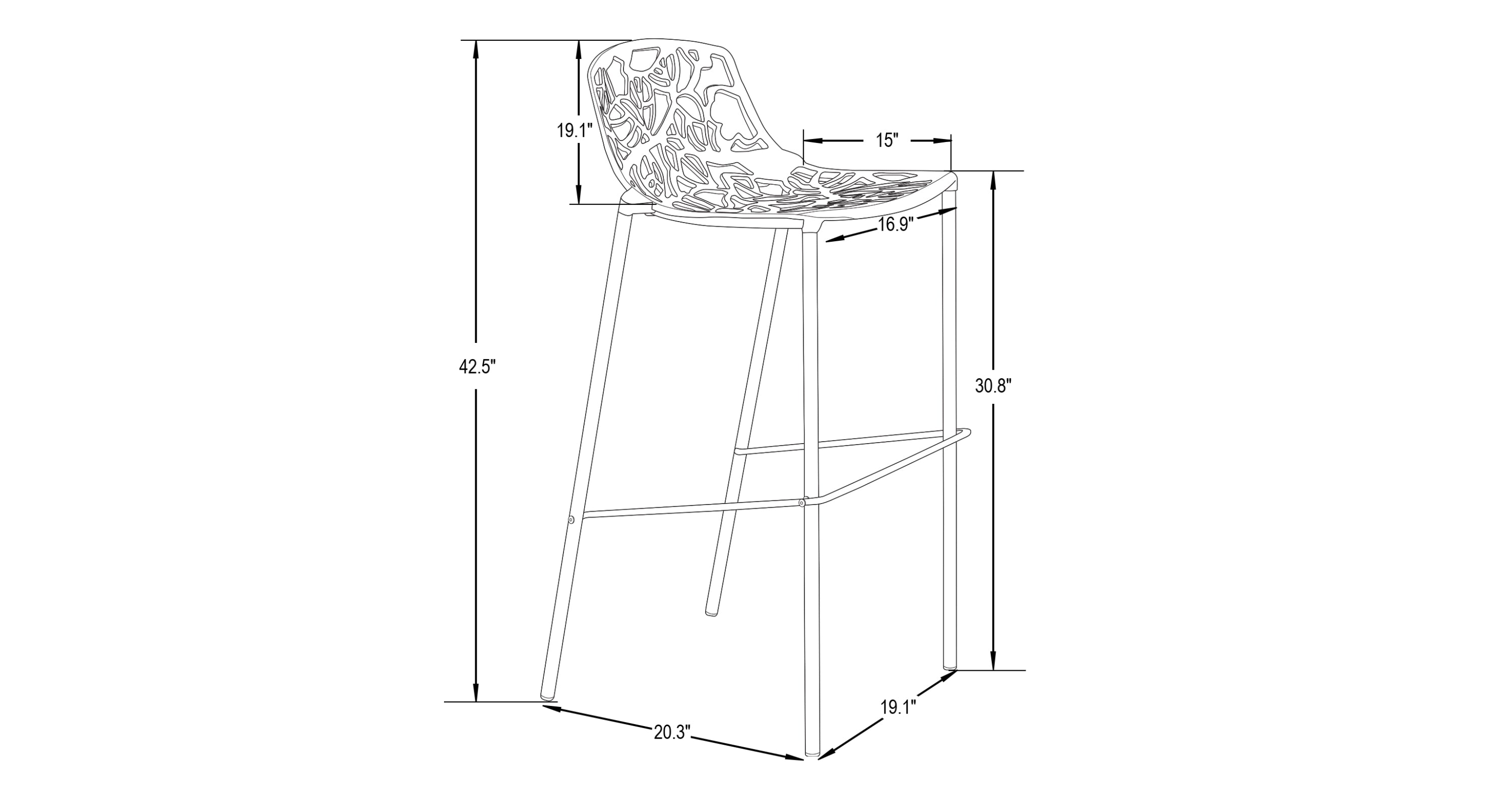 Devon Aluminum Indoor Outdoor Bar Stool with Powder Coated Frame and Footrest