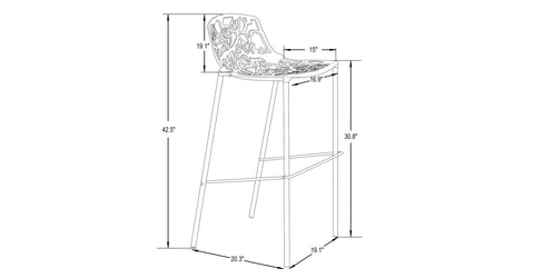 Devon Aluminum Indoor Outdoor Bar Stool with Powder Coated Frame and Footrest