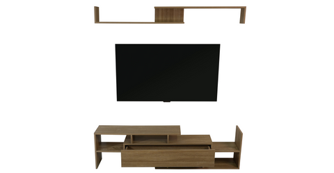 Surrey Modern TV Stand with MDF Shelves and Bookcase for Living Room