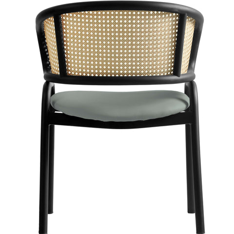 Ervilla Leather Upholstered Dining Armchair With Wicker Back Design Set of 4