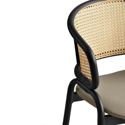 Ervilla Leather Upholstered Dining Armchair With Wicker Back Design Set of 2