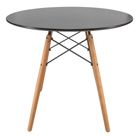 Dover Round Bistro Dining Table With Glass Tabletop and Beech Wood Eiffel Base