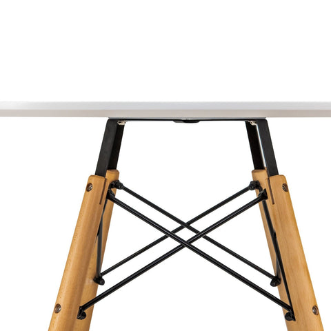 Dover Round Bistro Dining Table With Glass Tabletop and Beech Wood Eiffel Base