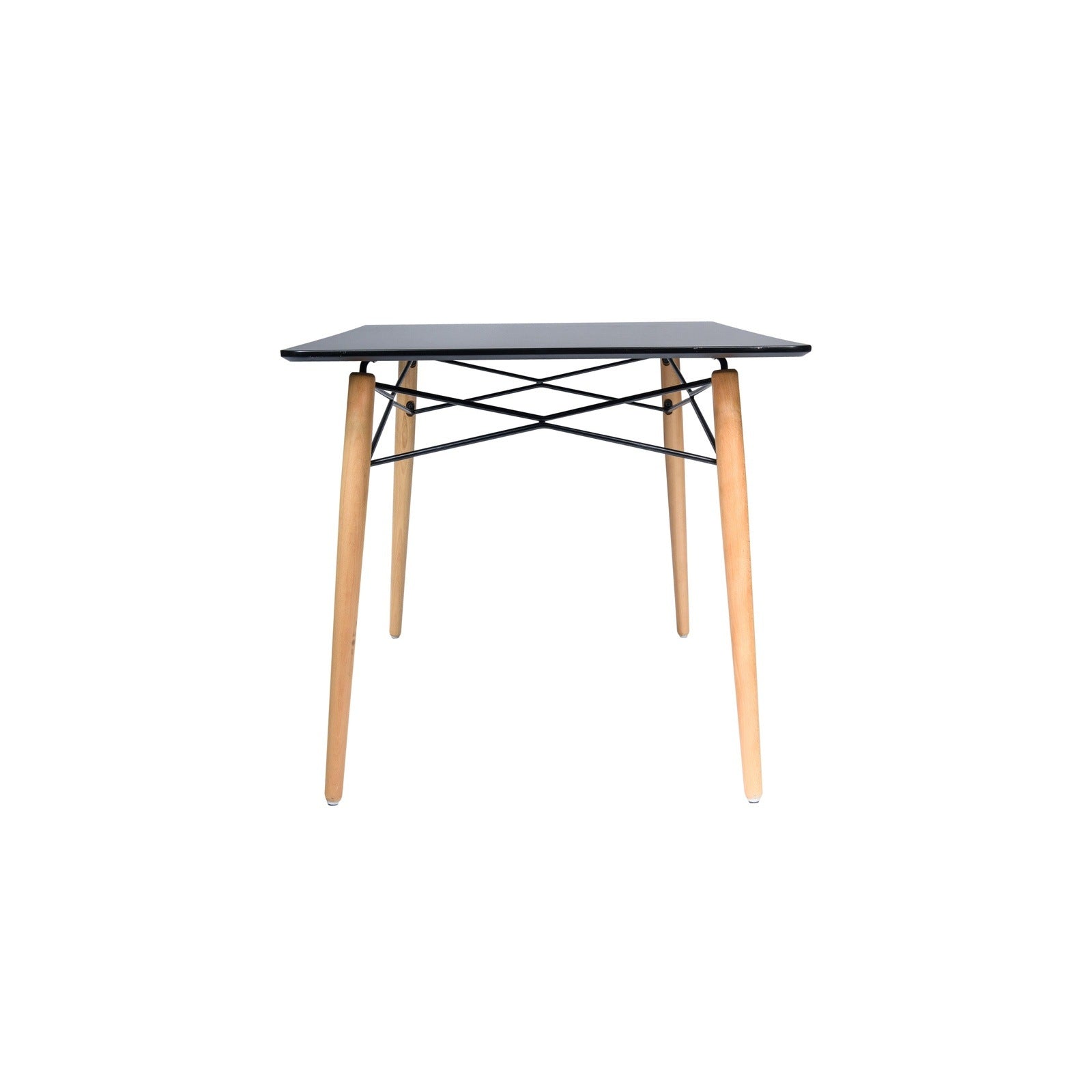 Dover Rectangle Dining Table With Glass Tabletop and Beech Wood Eiffel Base