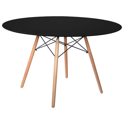 Dover Round Dining Table With Glass Tabletop and Natural Wood Eiffel Base