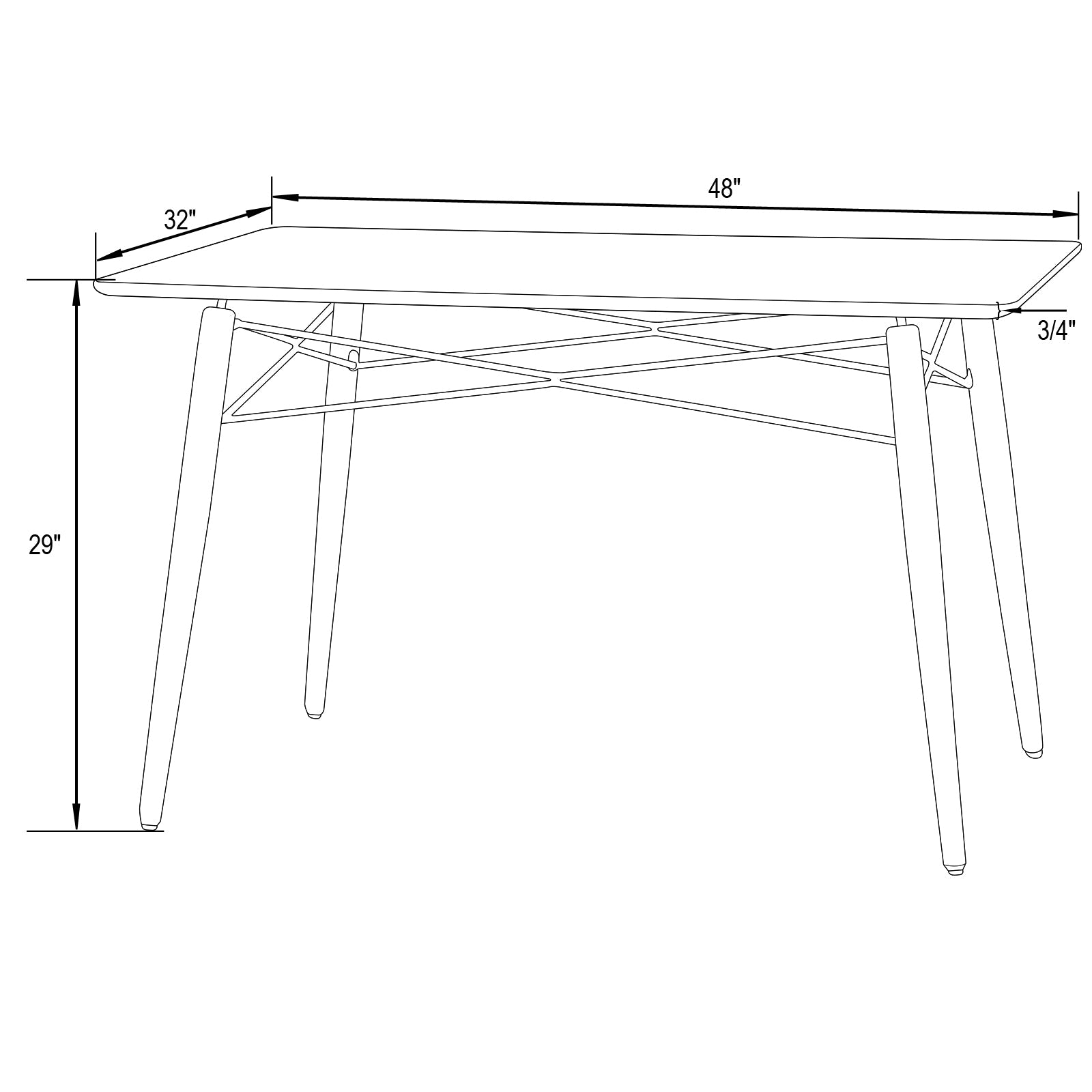 Dover Rectangle Dining Table With Glass Tabletop and Beech Wood Eiffel Base