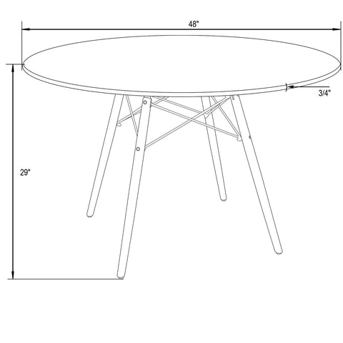 Dover Round Dining Table With Glass Tabletop and Natural Wood Eiffel Base