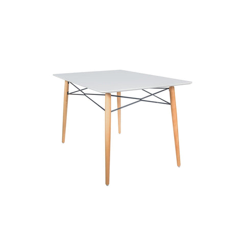 Dover Rectangle Dining Table With Glass Tabletop and Beech Wood Eiffel Base